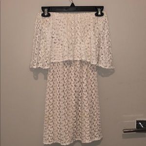 Flirty 70s era inspired strapless knit dress